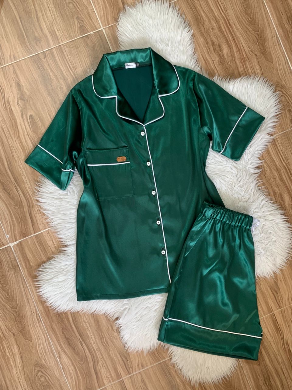 بلوز شلوارک زنانه ساتن درجه ۱ یشمی