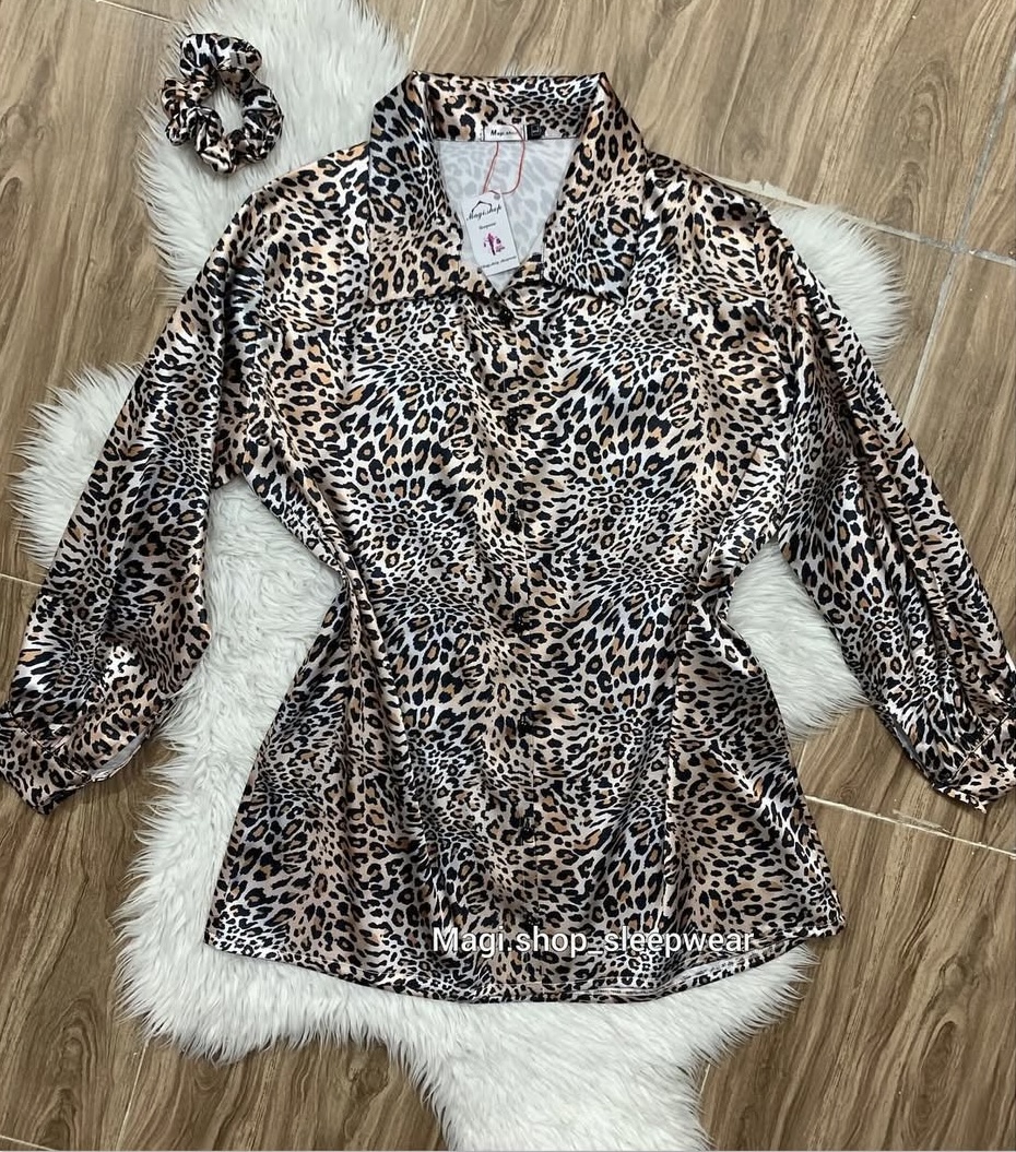 شومیز زنانه پلنگی ساتن