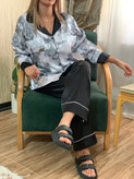 ست بلوز شلوار زنانه ساتن طرح جنگلی